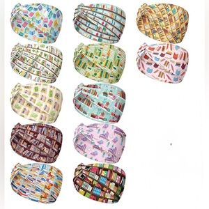 Set of 12 Headbands Book Theme Design Fabric  New
